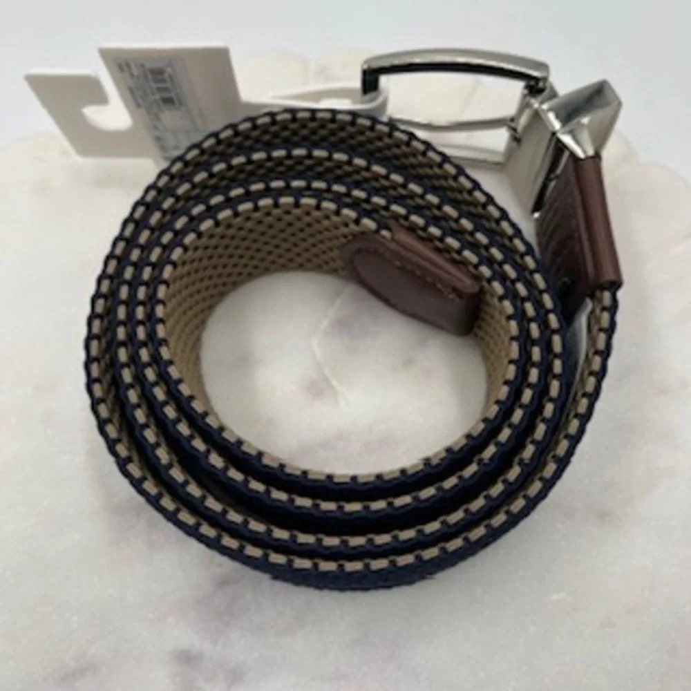 Goodfellow & Co Mens XL 40-44 Reversible Stretch Braided Belt Navy Khaki